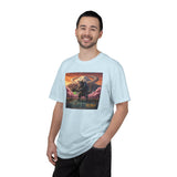 Catzilla Pickleball Destroyer T-shirt | Kaiju Cat Samurai, Mount Fuji Cherry Blossoms
