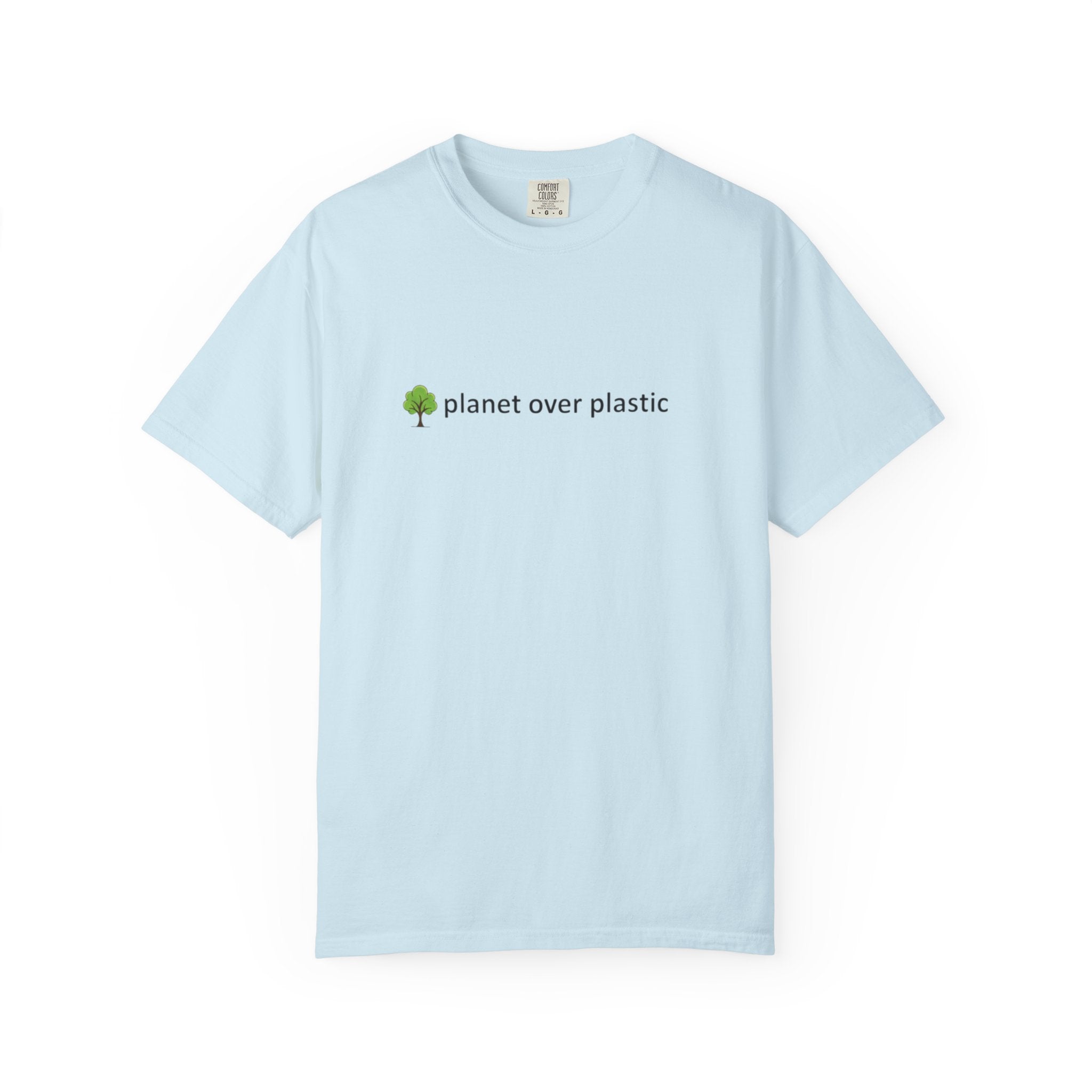 planet over plastic T-shirt | environmental tree slogan tee