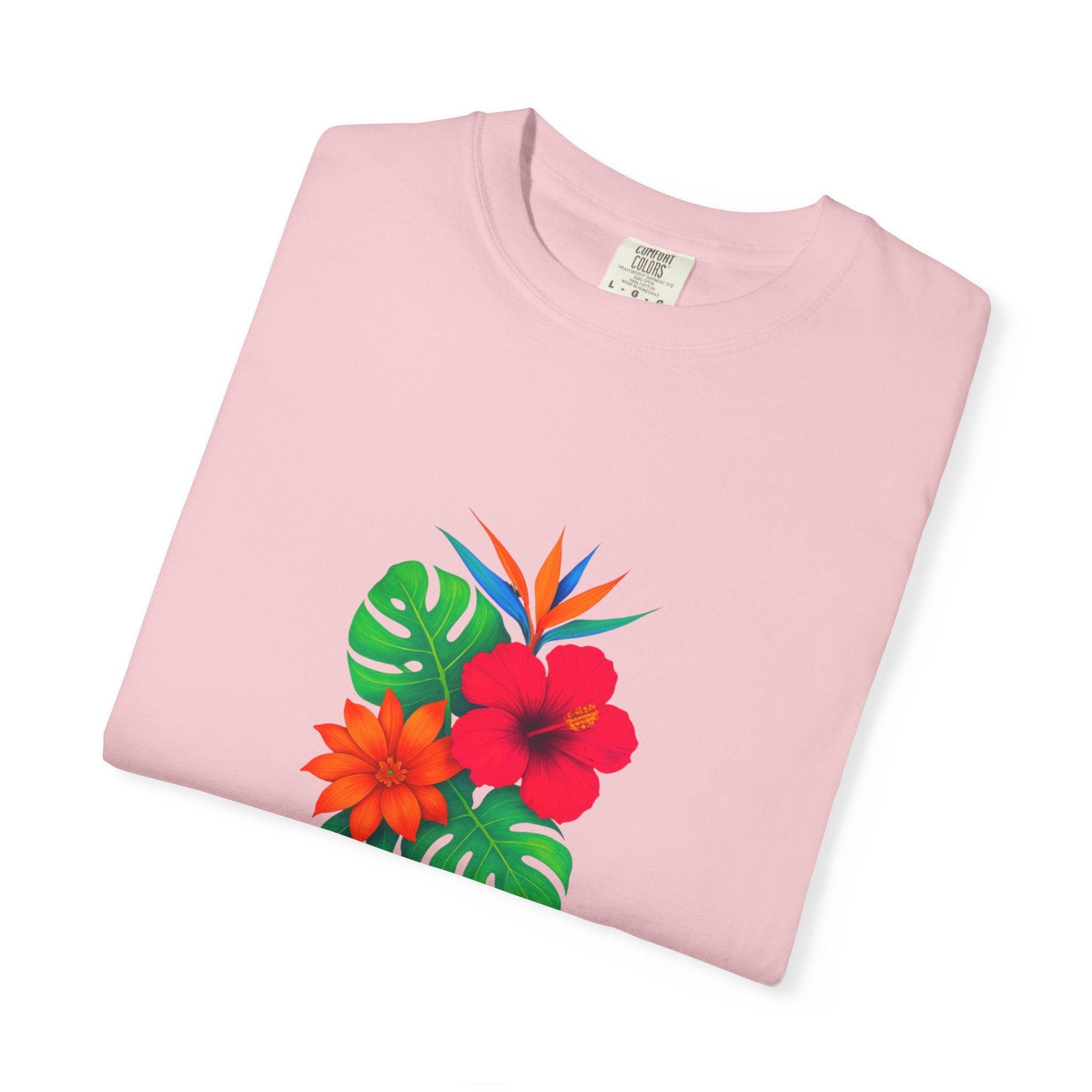 Tropical Hibiscus Floral Tee | Monstera Leaves, Bird of Paradise
