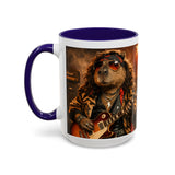 Rockstar Capybara with Guitar Mug | Color Accent Coffee Cup 11oz 15oz