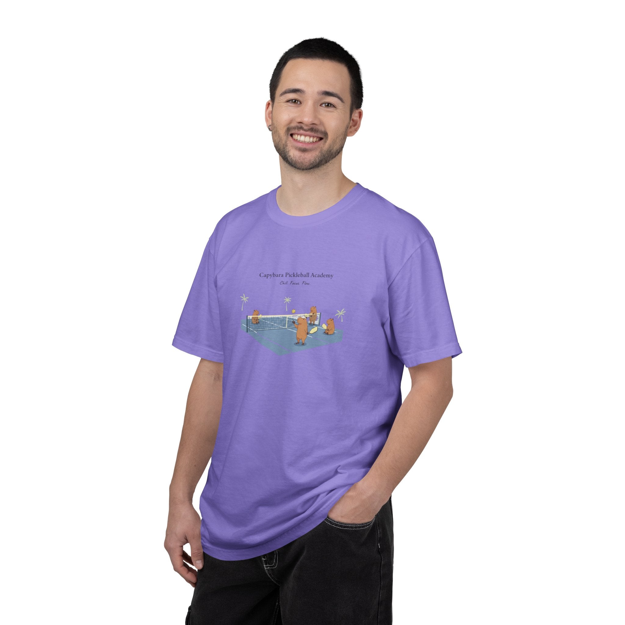 Capybara Pickleball Academy T-shirt | Capybara Cartoon Pickleball Design