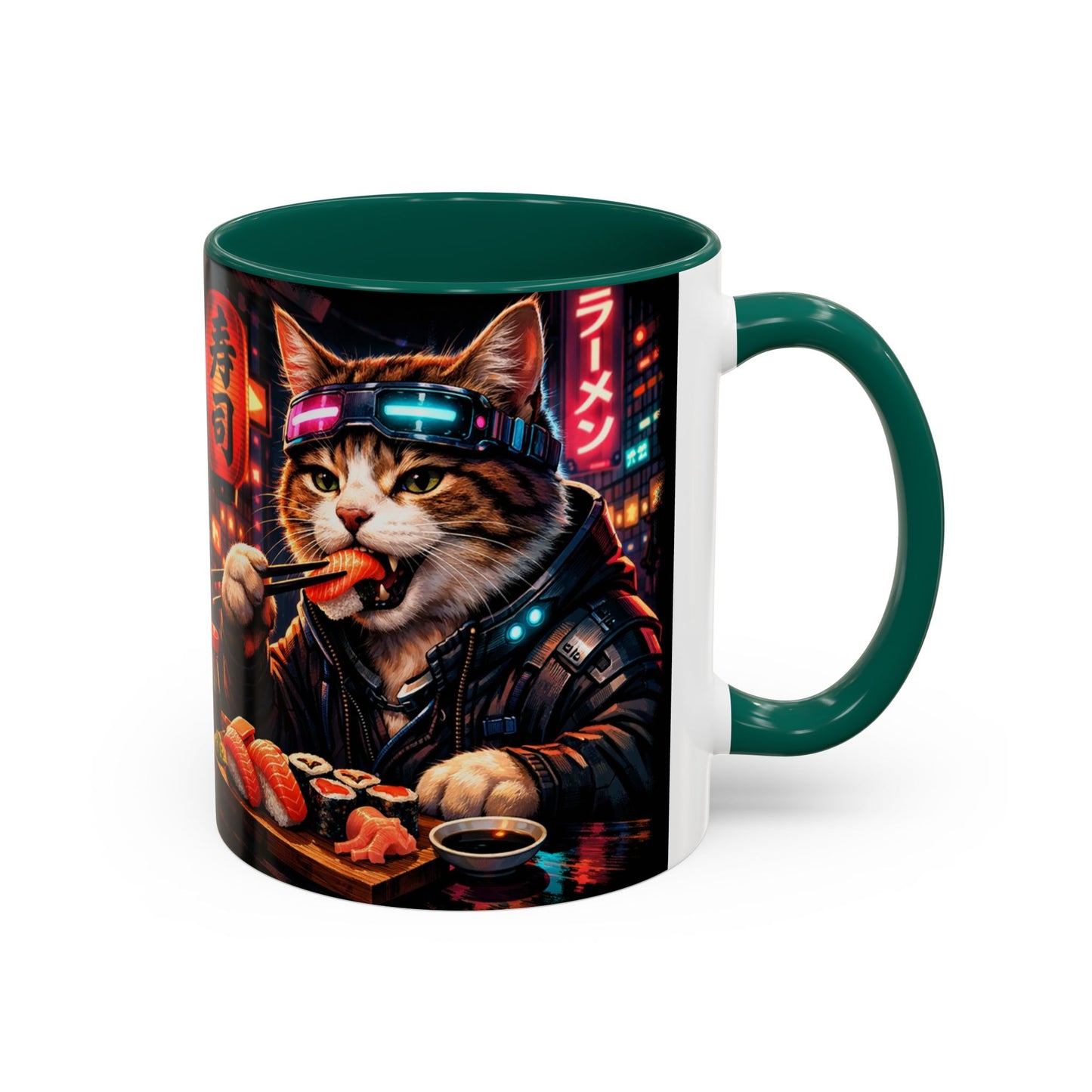 Cyberpunk Sushi Cat Mug | 11oz 15oz Ceramic Coffee Cup