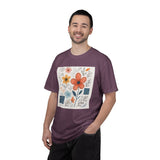 Hand-drawn Watercolor Floral Doodles T-shirt | Linocut & Embroidery Texture