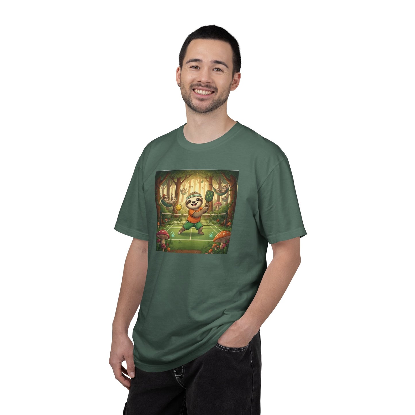 Sloth Pickleball Illustration T-shirt | Whimsical Forestcore Slow Living