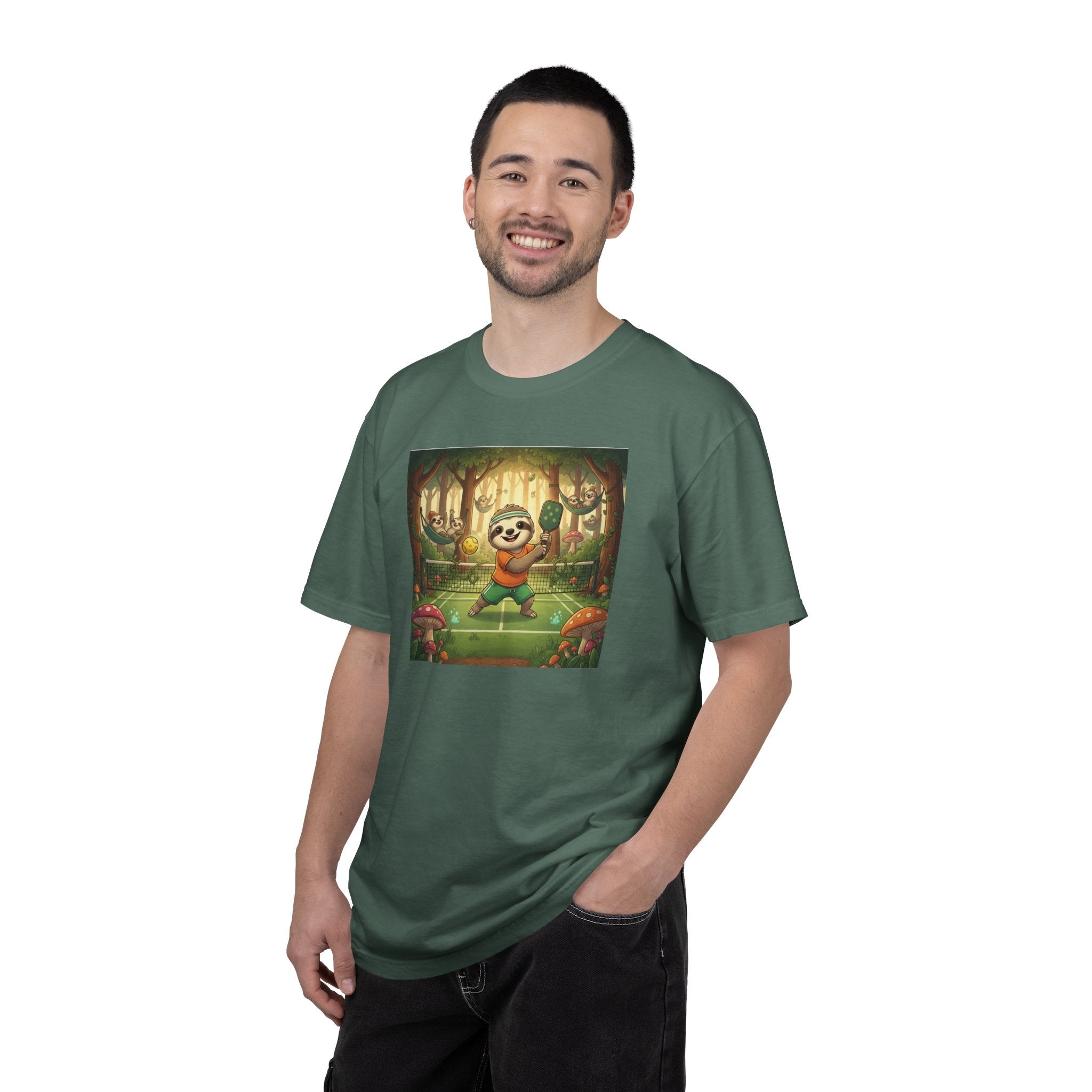 Sloth Pickleball Illustration T-shirt | Whimsical Forestcore Slow Living