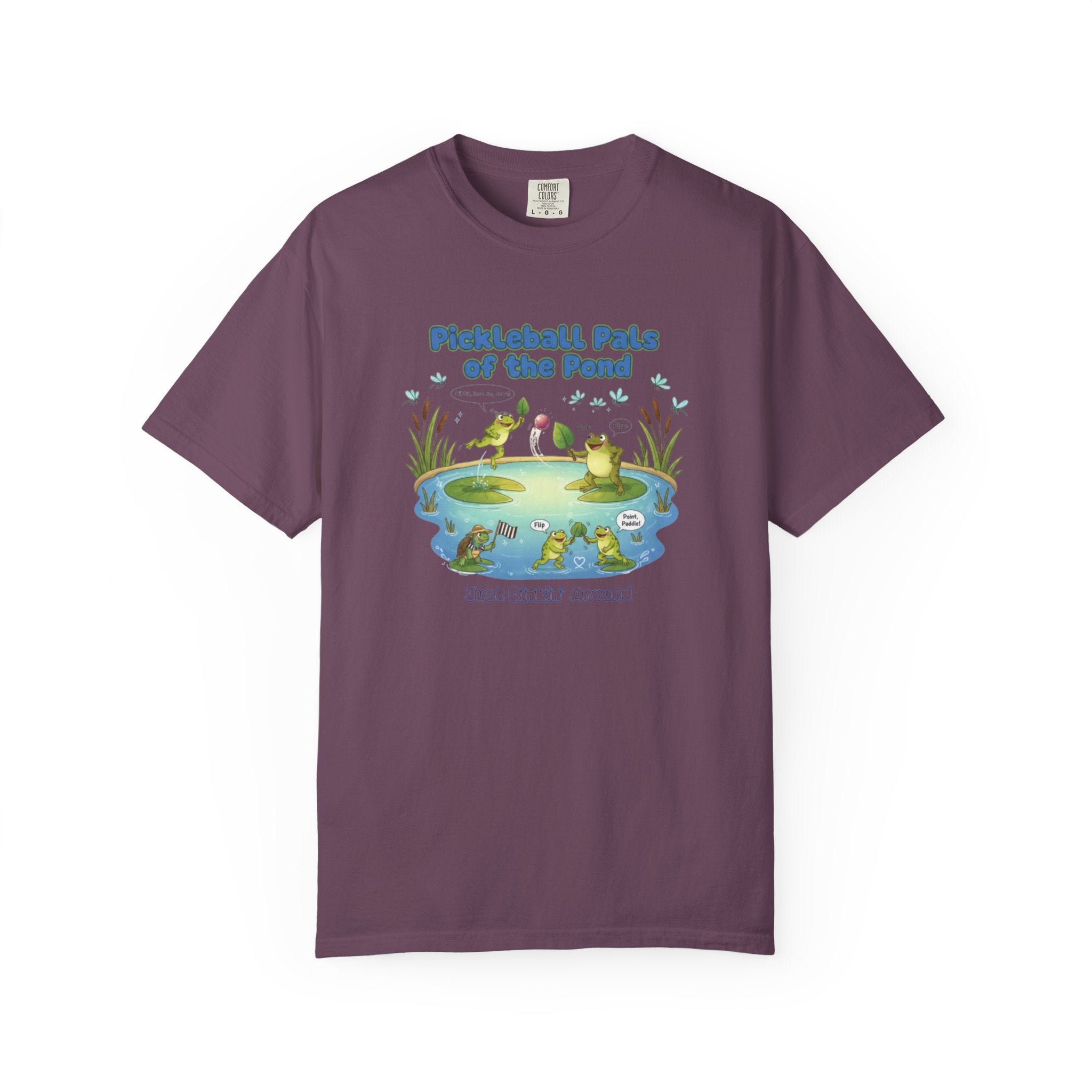 Pickleball Pals of the Pond T-Shirt | Cute Frog Pond Illustration