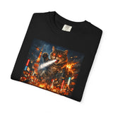 Giant Catzilla Kaiju Rampage T-Shirt | Neon City Monster Battle