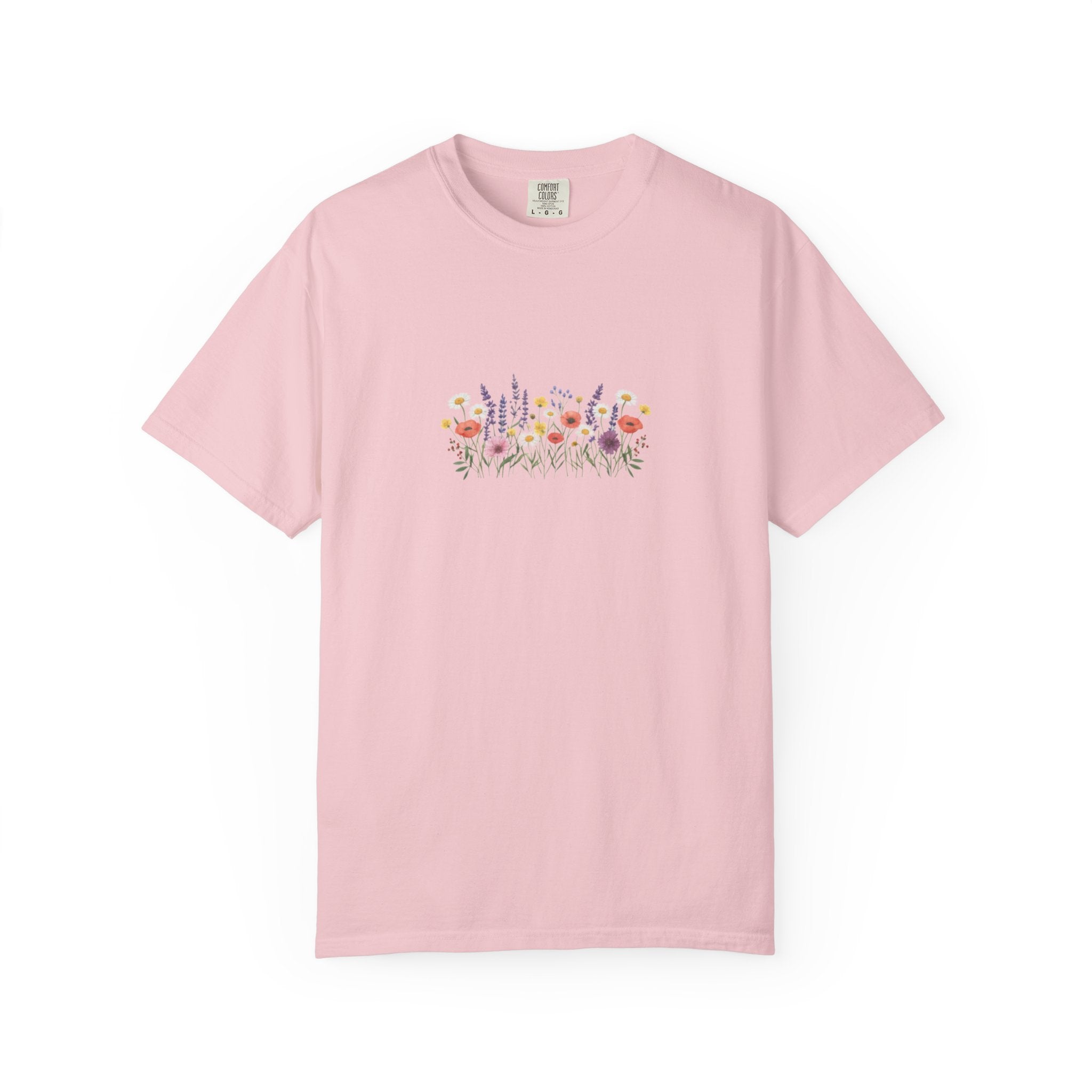 Wildflower Meadow watercolor floral design T-shirt | botanical garden tee
