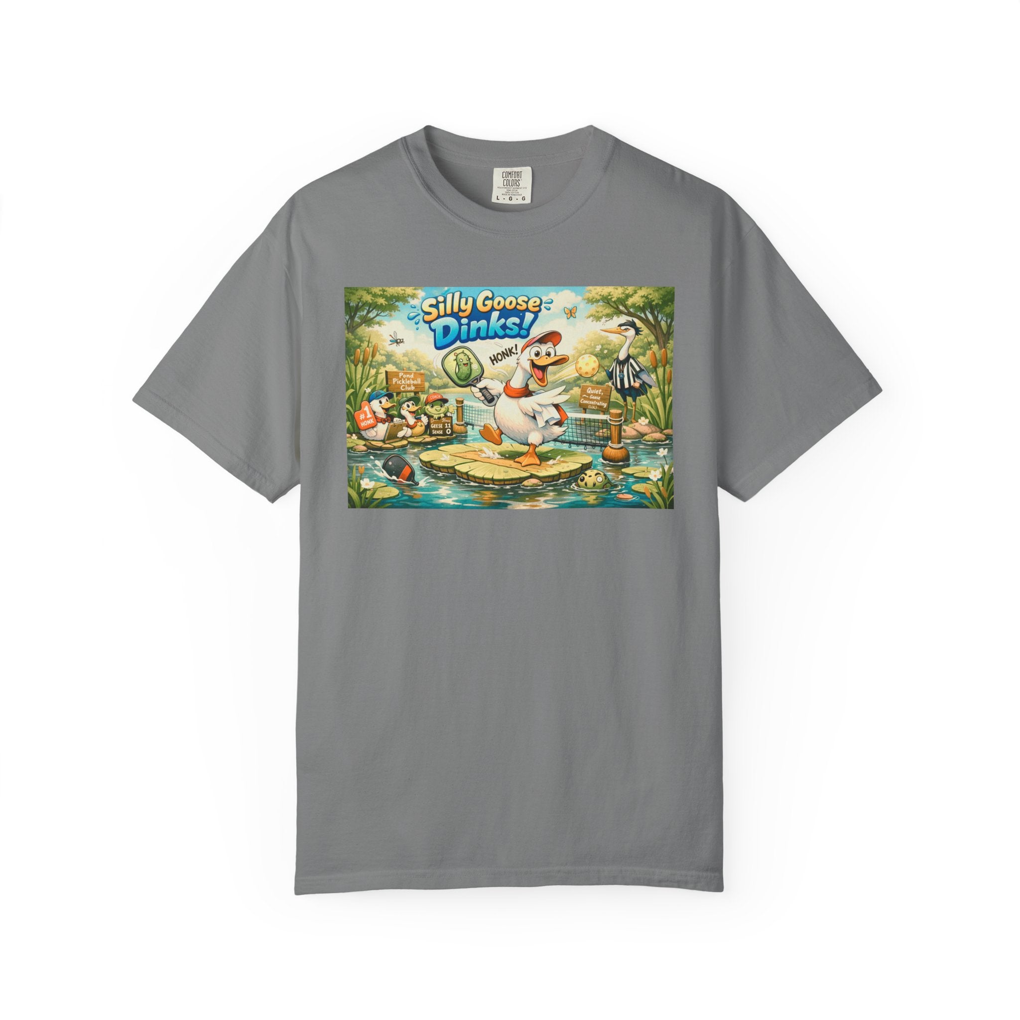 Silly Goose Dinks Cartoon Goose T-Shirt | Vintage Picnic Pond Illustration