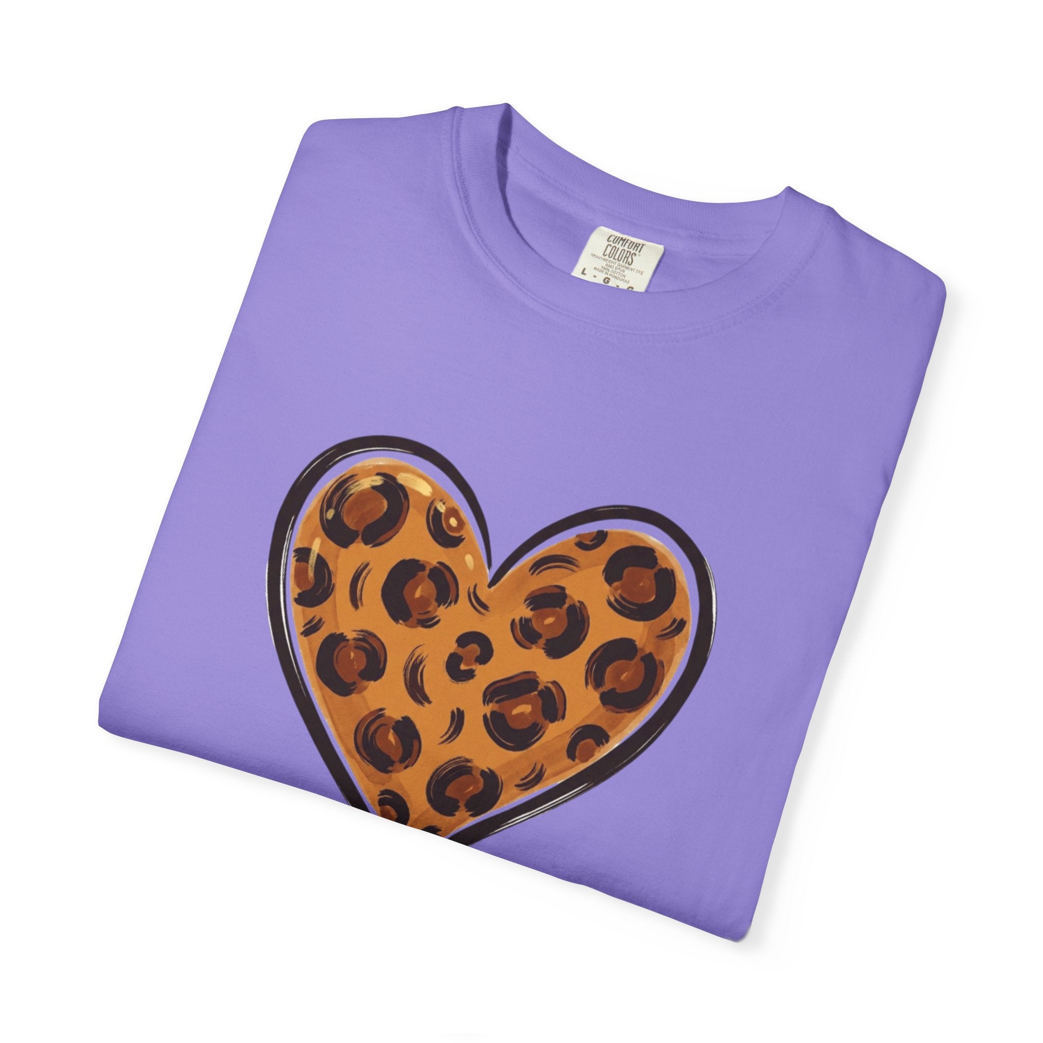 Leopard Print Heart T-shirt | Animal Print Heart Tee