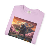 Catzilla Pickleball Destroyer T-shirt | Kaiju Cat Samurai, Mount Fuji Cherry Blossoms