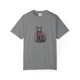 Floral Cat Illustration T-Shirt | Botanical Kitty Tee