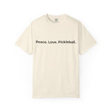 Peace. Love. Pickleball. T-Shirt | Minimalist Text Tennis Paddle Shirt