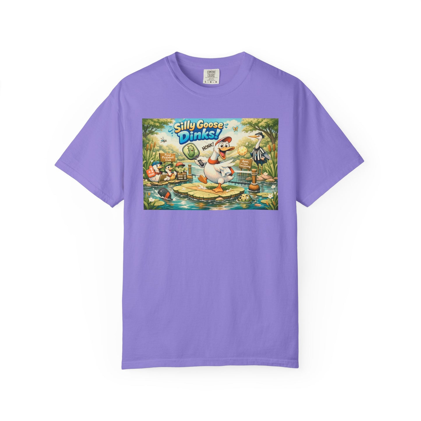 Silly Goose Dinks Cartoon Goose T-Shirt | Vintage Picnic Pond Illustration