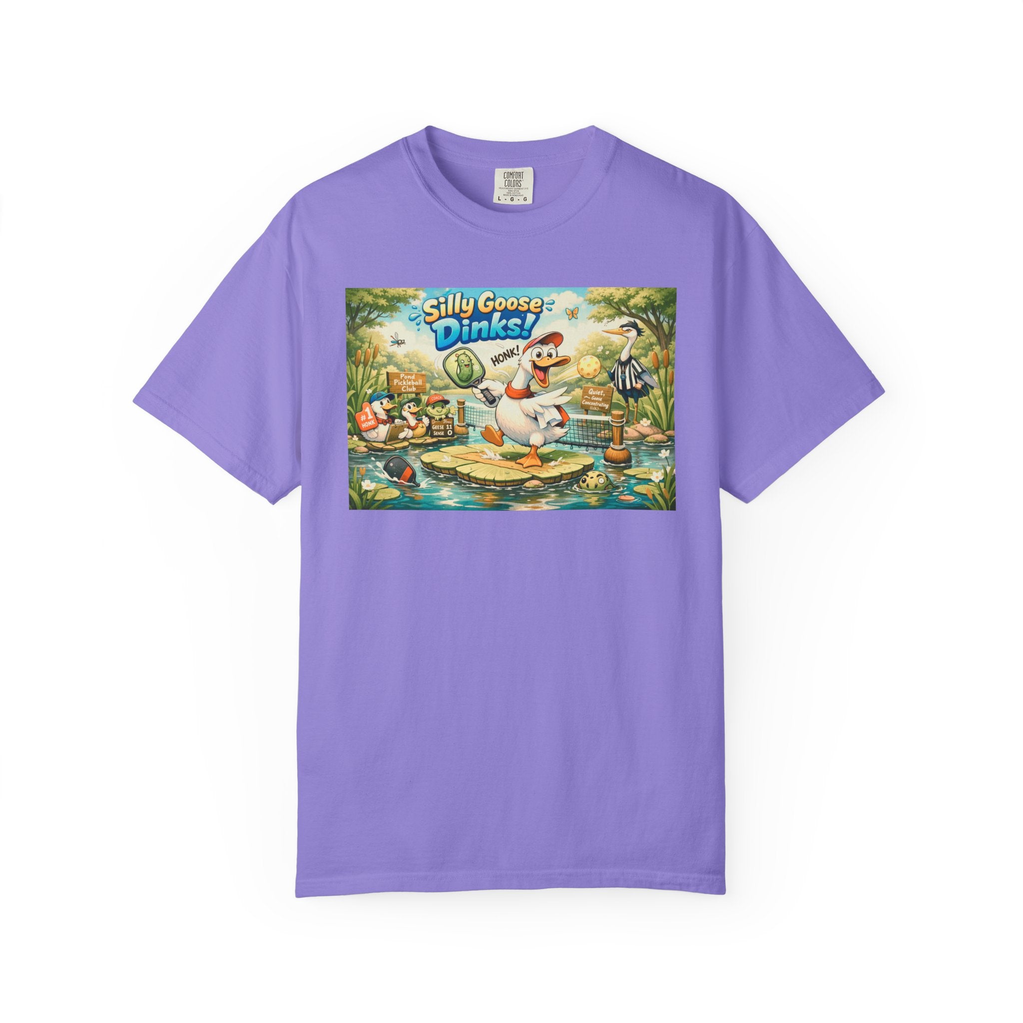 Silly Goose Dinks Cartoon Goose T-Shirt | Vintage Picnic Pond Illustration