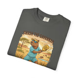 Smash the Savannah Capybara Pickleballer T-Shirt | Animal Sports Graphic Tee