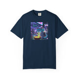Cyberpunk Cat T-shirt | Neon Magic Potion Street Scene