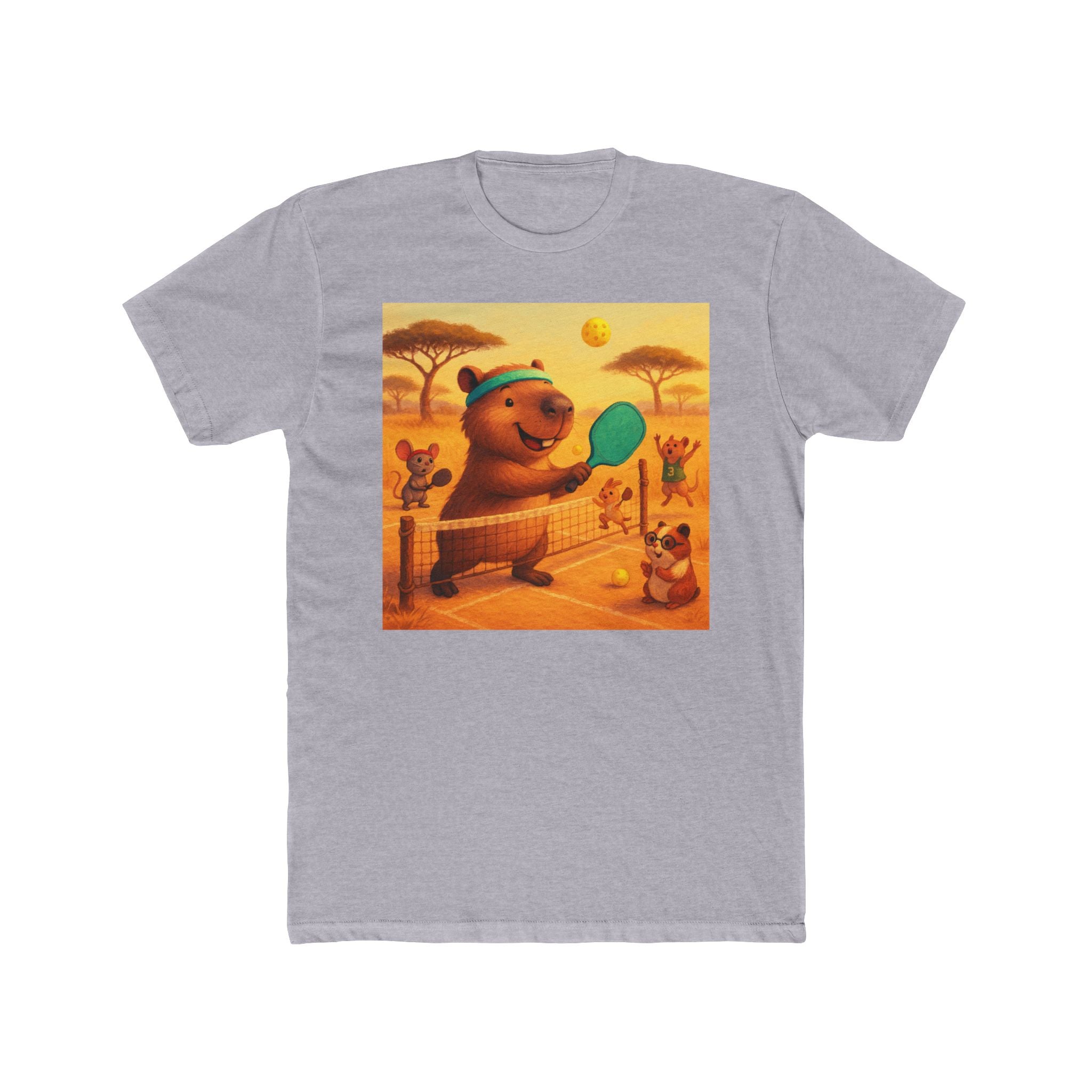 Capybara Playing Pickleball T-Shirt | Retro Sports Animal Illustration