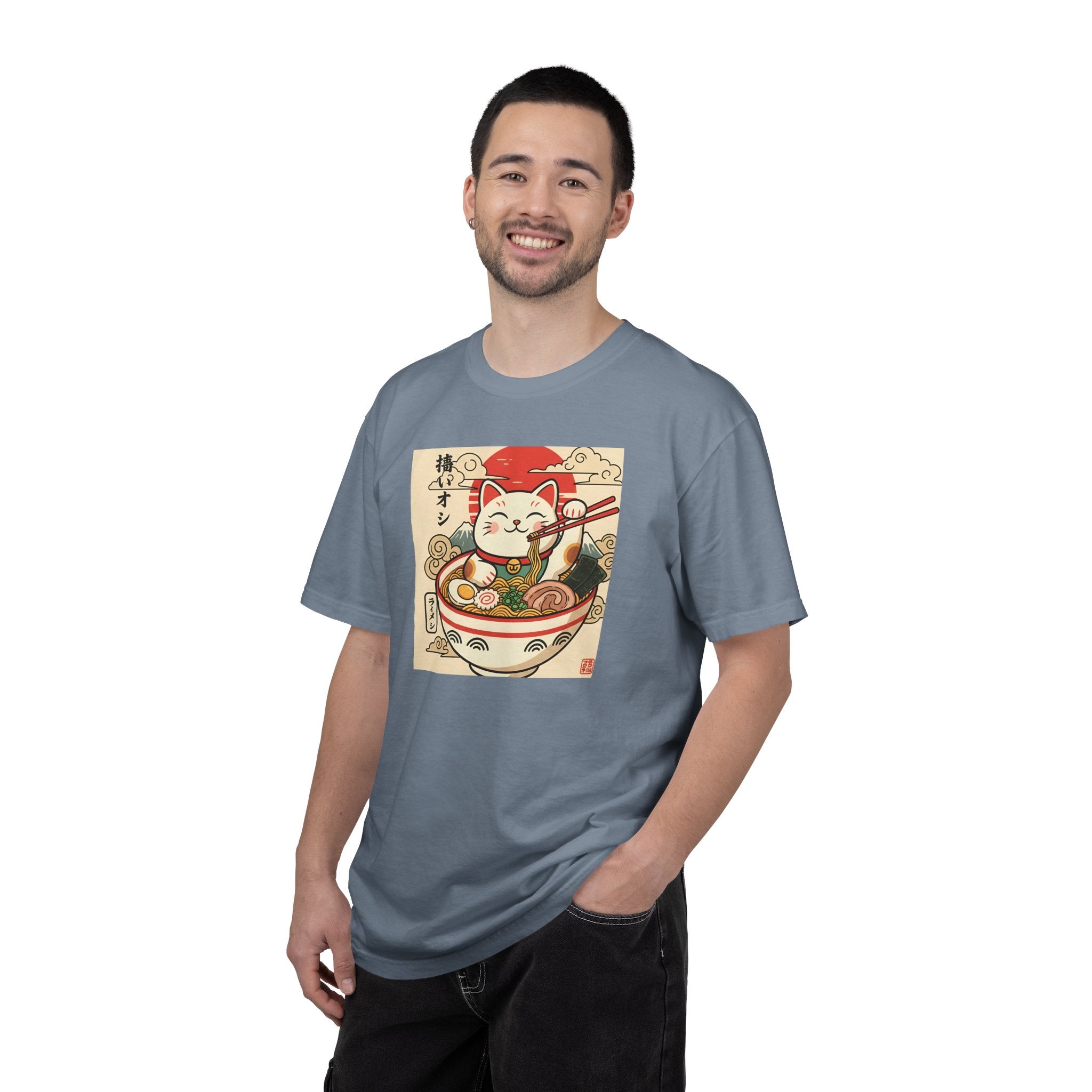 Maneki Neko Ramen Cat T-shirt | Lucky Cat Bowl Graphic Japanese Style