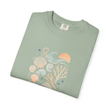 Coastal Seashells and Coral T-Shirt | Beach Wave Sunset Art
