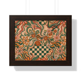 Retro Floral Checkerboard Poster