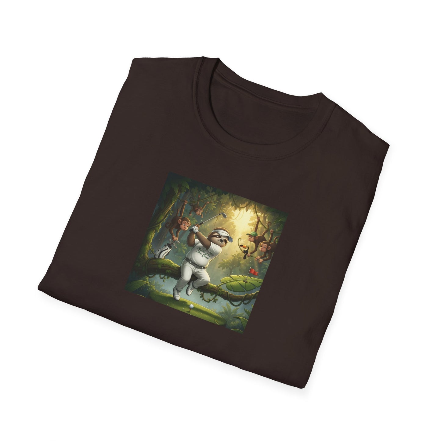 Slow Living Sloth Golfer T-Shirt | Zen Sportswear Tropical Golf Silas