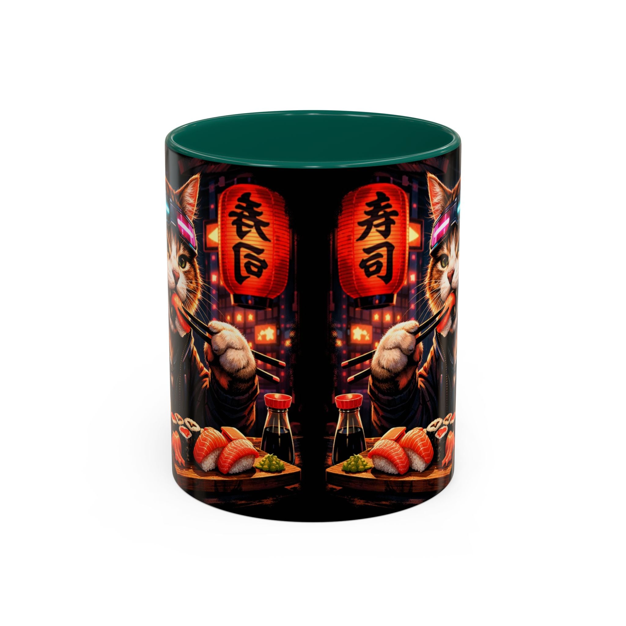Cyberpunk Sushi Cat Mug | 11oz 15oz Ceramic Coffee Cup