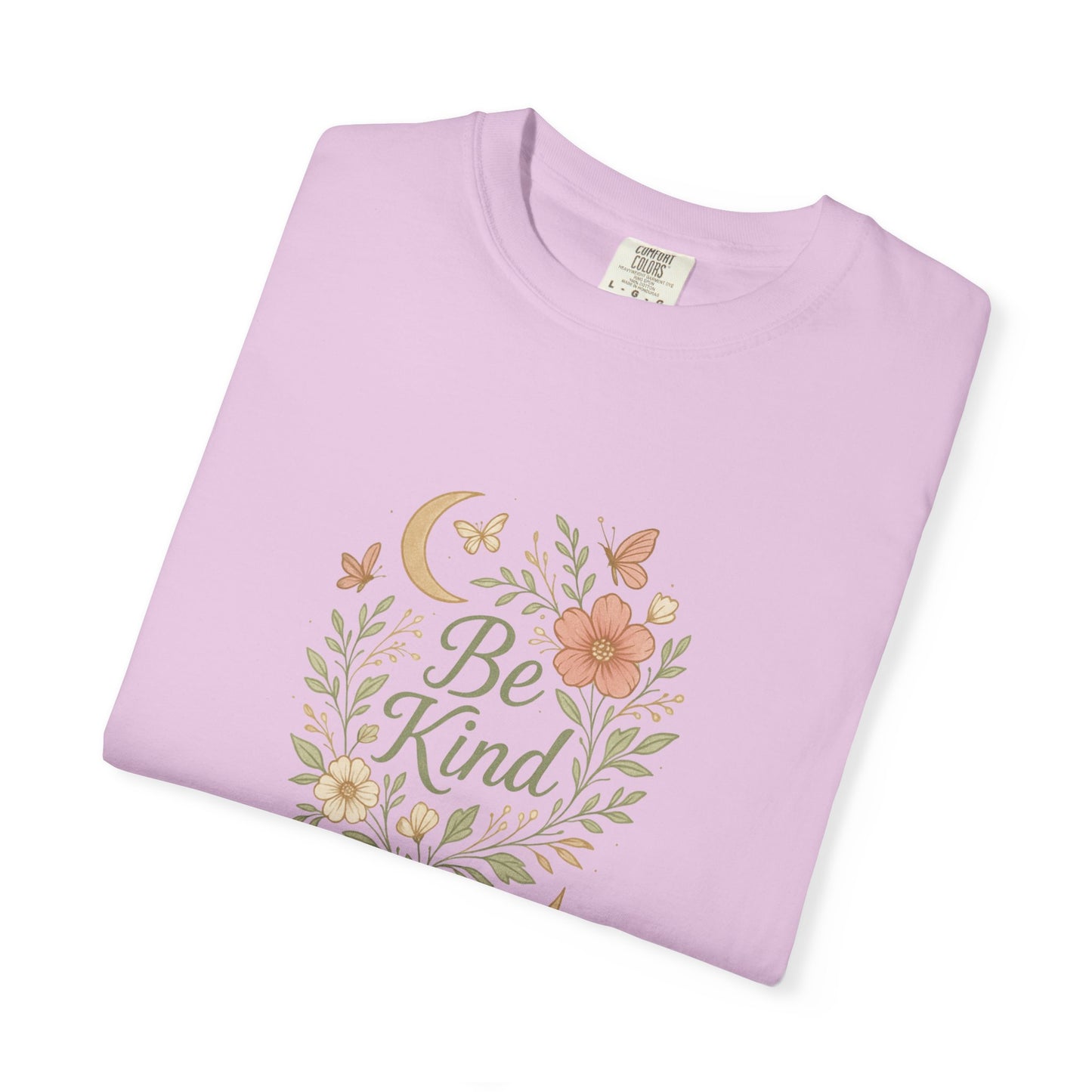 Be Kind Floral Wreath T-Shirt | Positive Quote, Boho Botanical Design