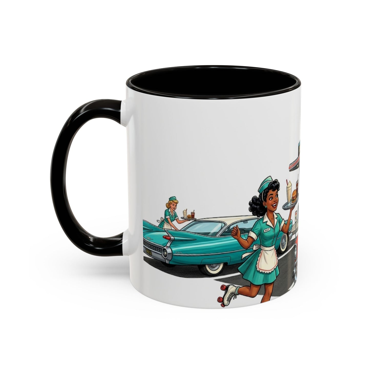 1950s Diner Scene Mug | Retro Car Hop Coffee Cup