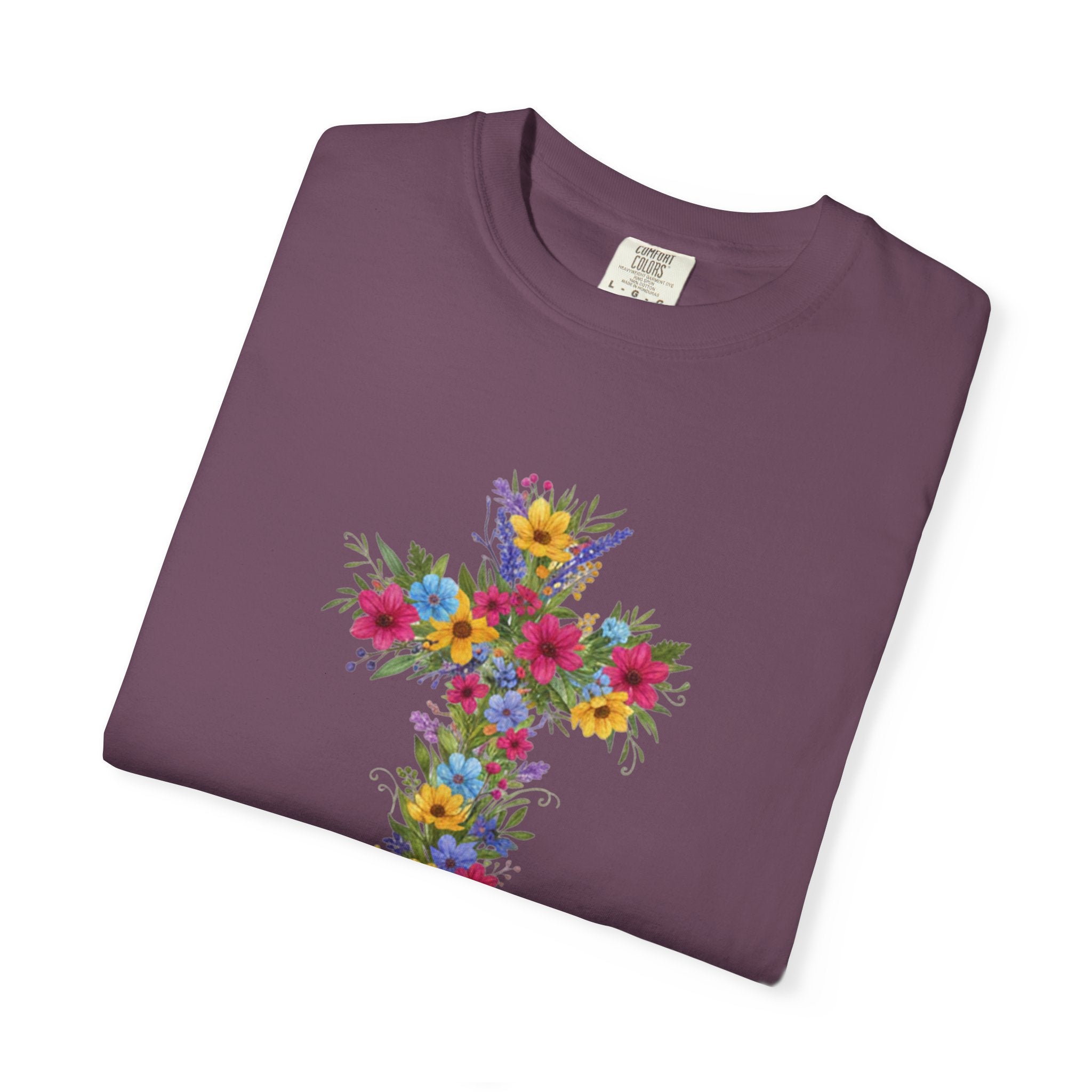 Floral Cross T-shirt | Colorful Flower Cross Tee, Christian Faith Shirt