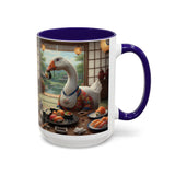 Goose with Sushi Mug | Japanese Tea Room Illustration