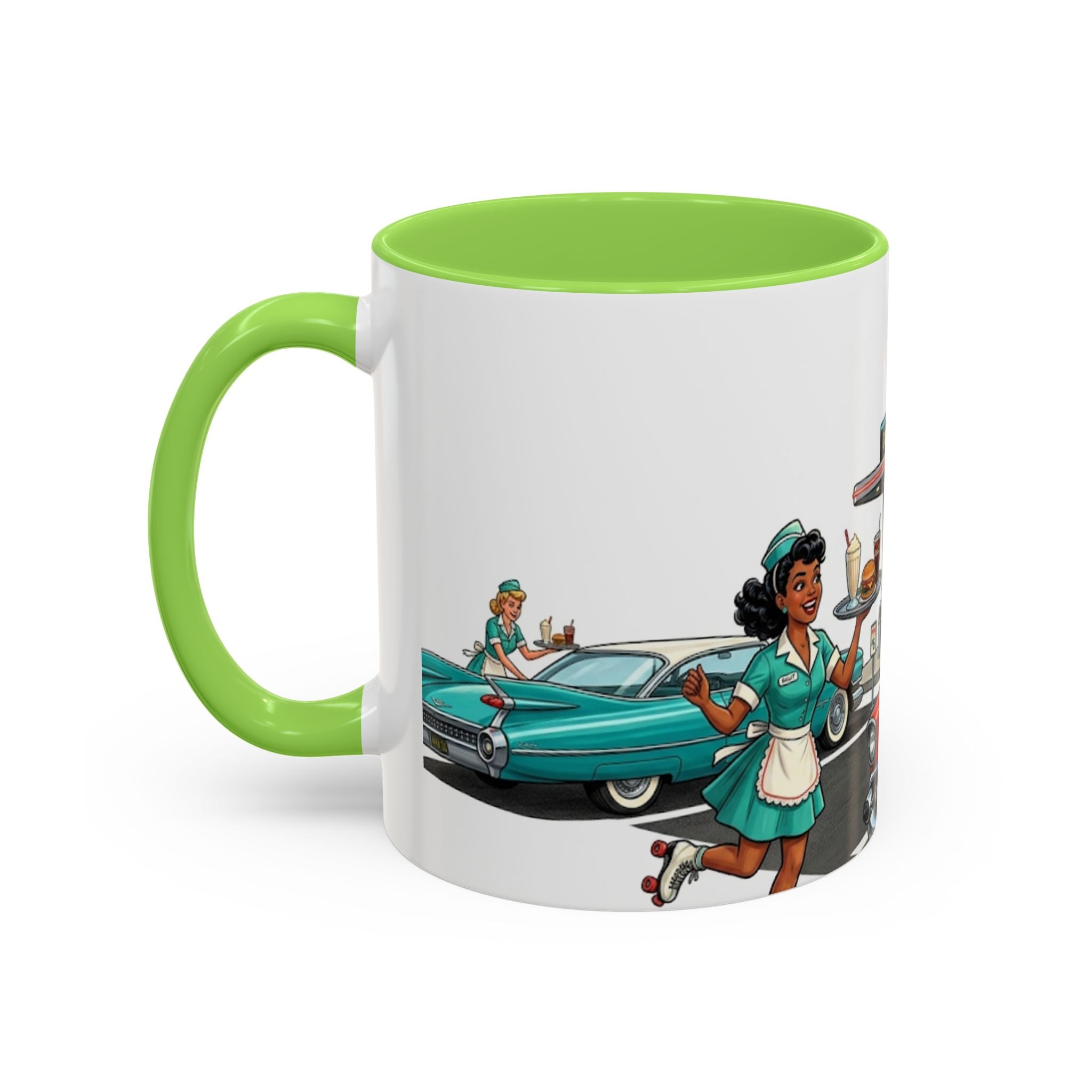 1950s Diner Scene Mug | Retro Car Hop Coffee Cup