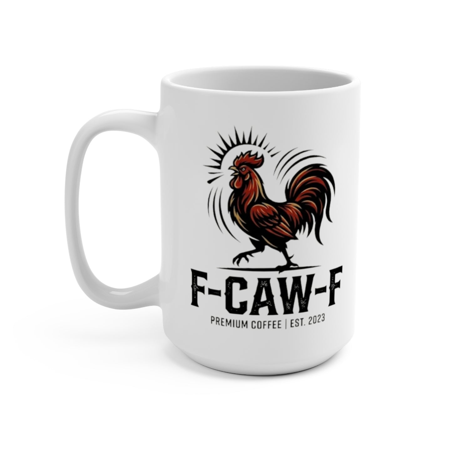 Rooster F-CAW-F Logo Mug | 15oz Ceramic Coffee Mug