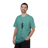 Black Cat Holding Flower T-Shirt | Minimal Cat Silhouette Tee