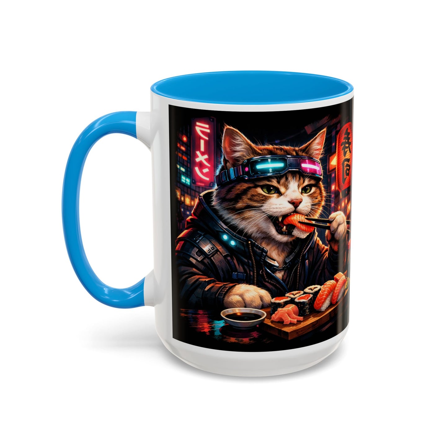 Cyberpunk Sushi Cat Mug | 11oz 15oz Ceramic Coffee Cup