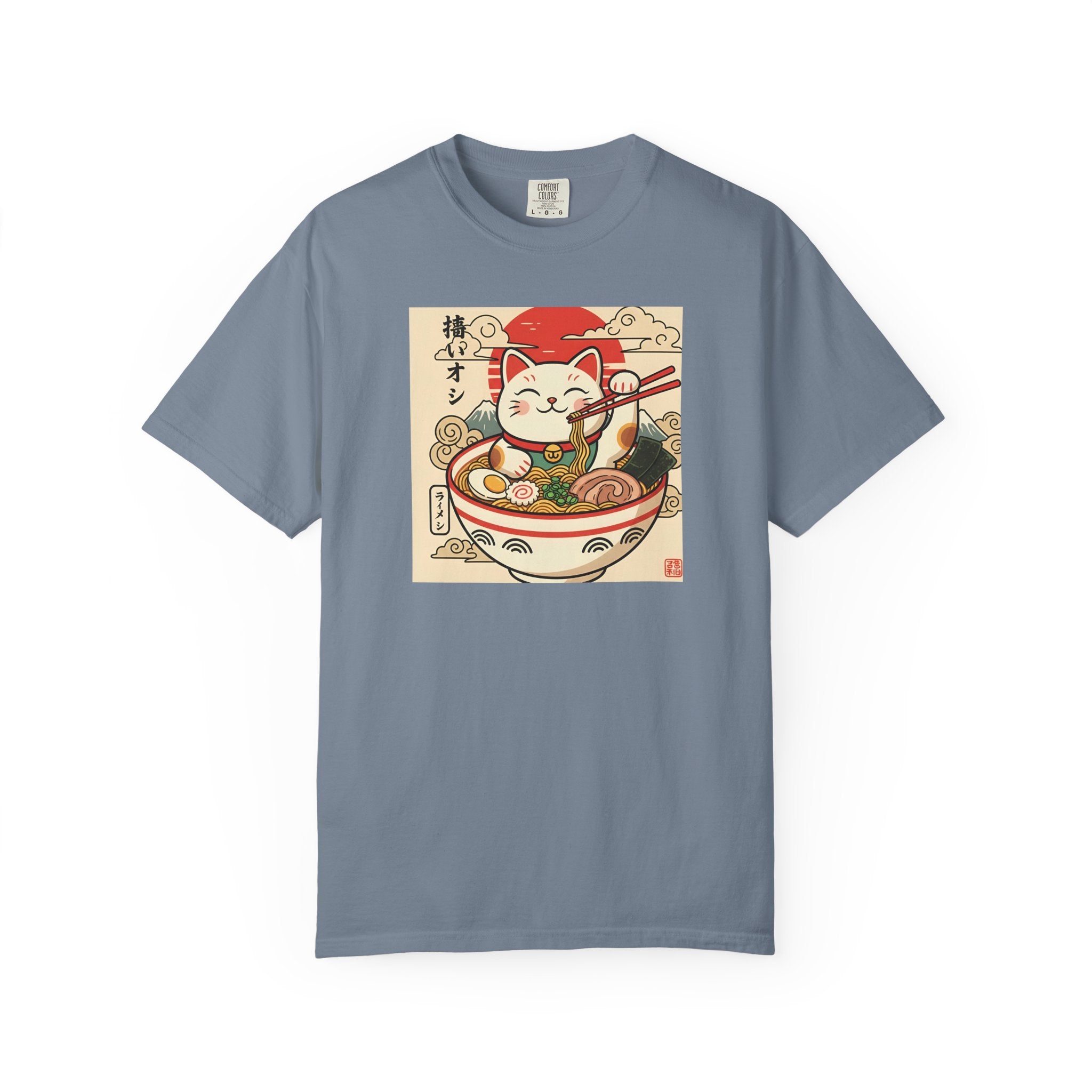 Maneki Neko Ramen Cat T-shirt | Lucky Cat Bowl Graphic Japanese Style
