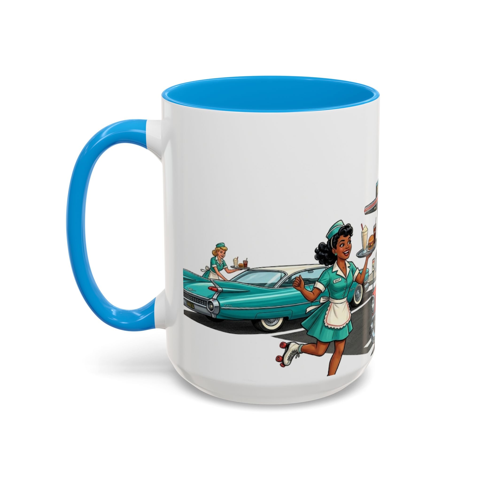 1950s Diner Scene Mug | Retro Car Hop Coffee Cup
