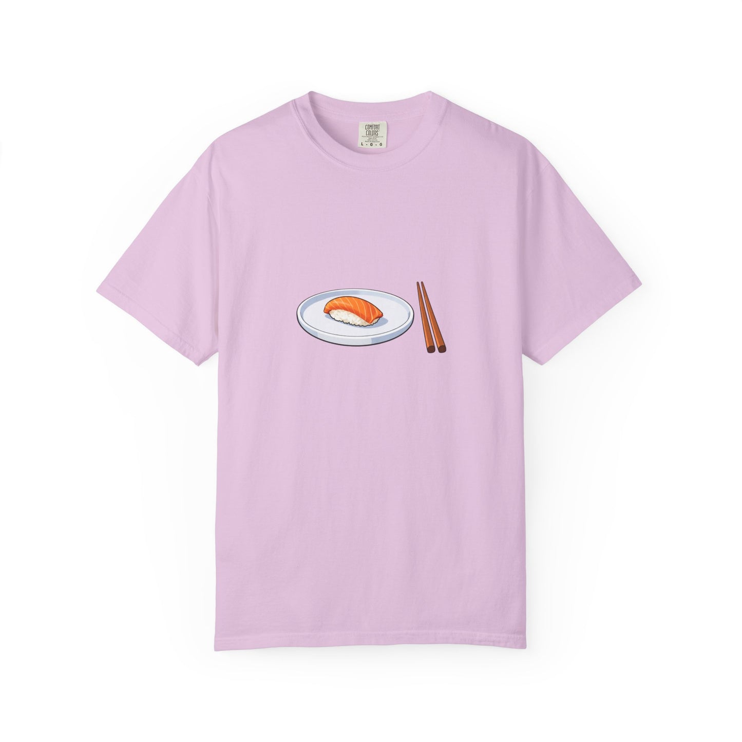 Salmon Nigiri Sushi plate with chopsticks T-shirt | sushi tee