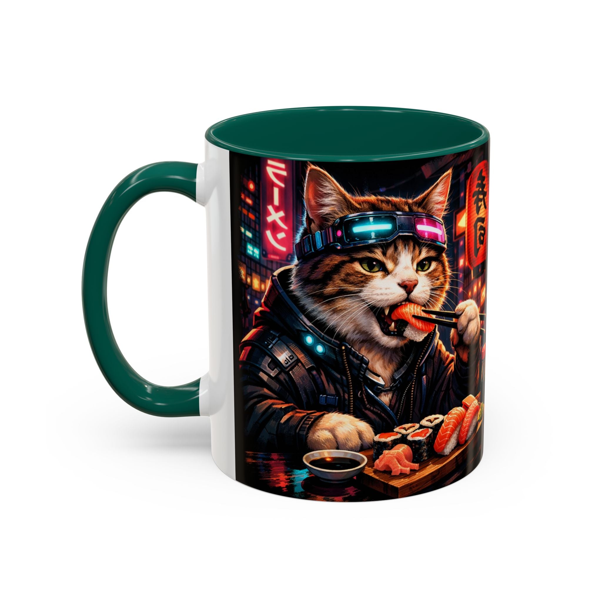 Cyberpunk Sushi Cat Mug | 11oz 15oz Ceramic Coffee Cup