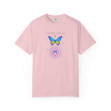 Cyber Dream Butterfly T-shirt | Retro Neon Circle Graphic