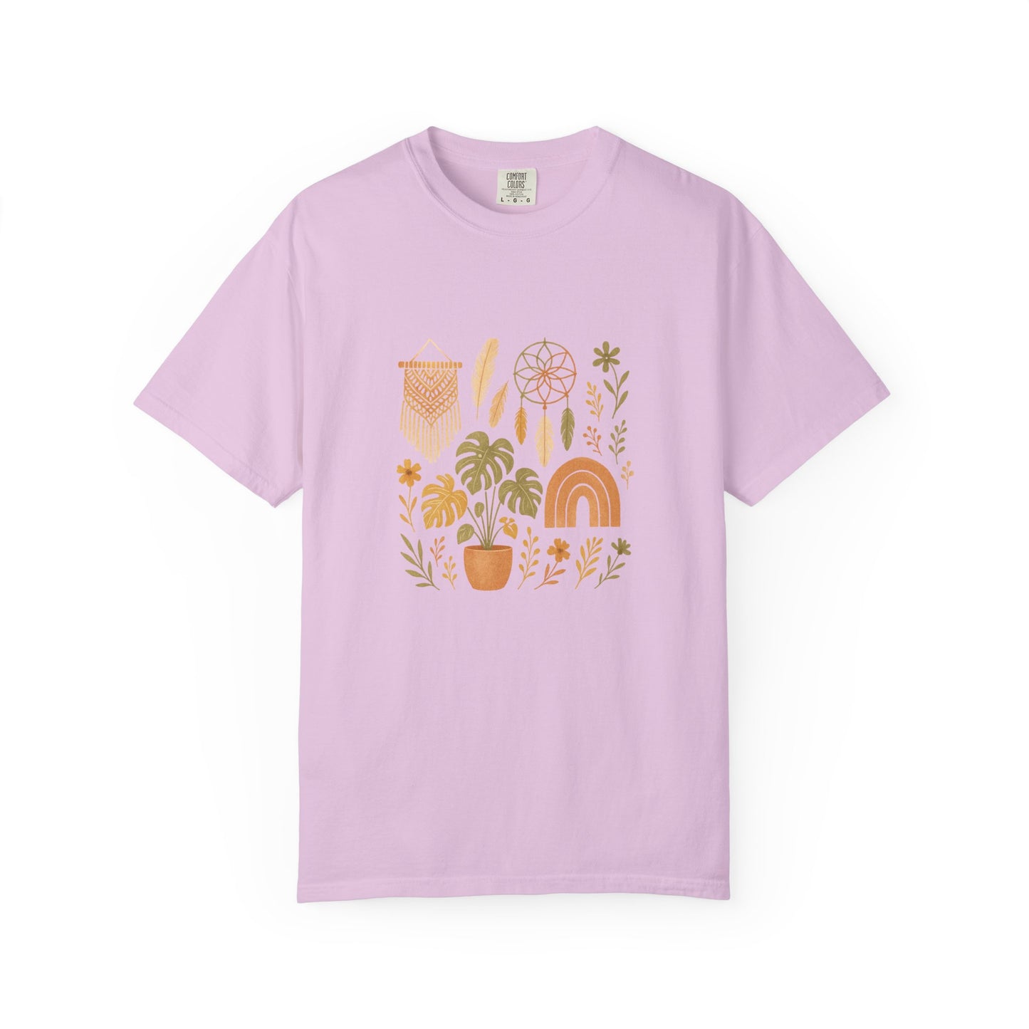 Boho Plants and Dreamcatcher T-Shirt | Rainbow, Monstera, Macrame