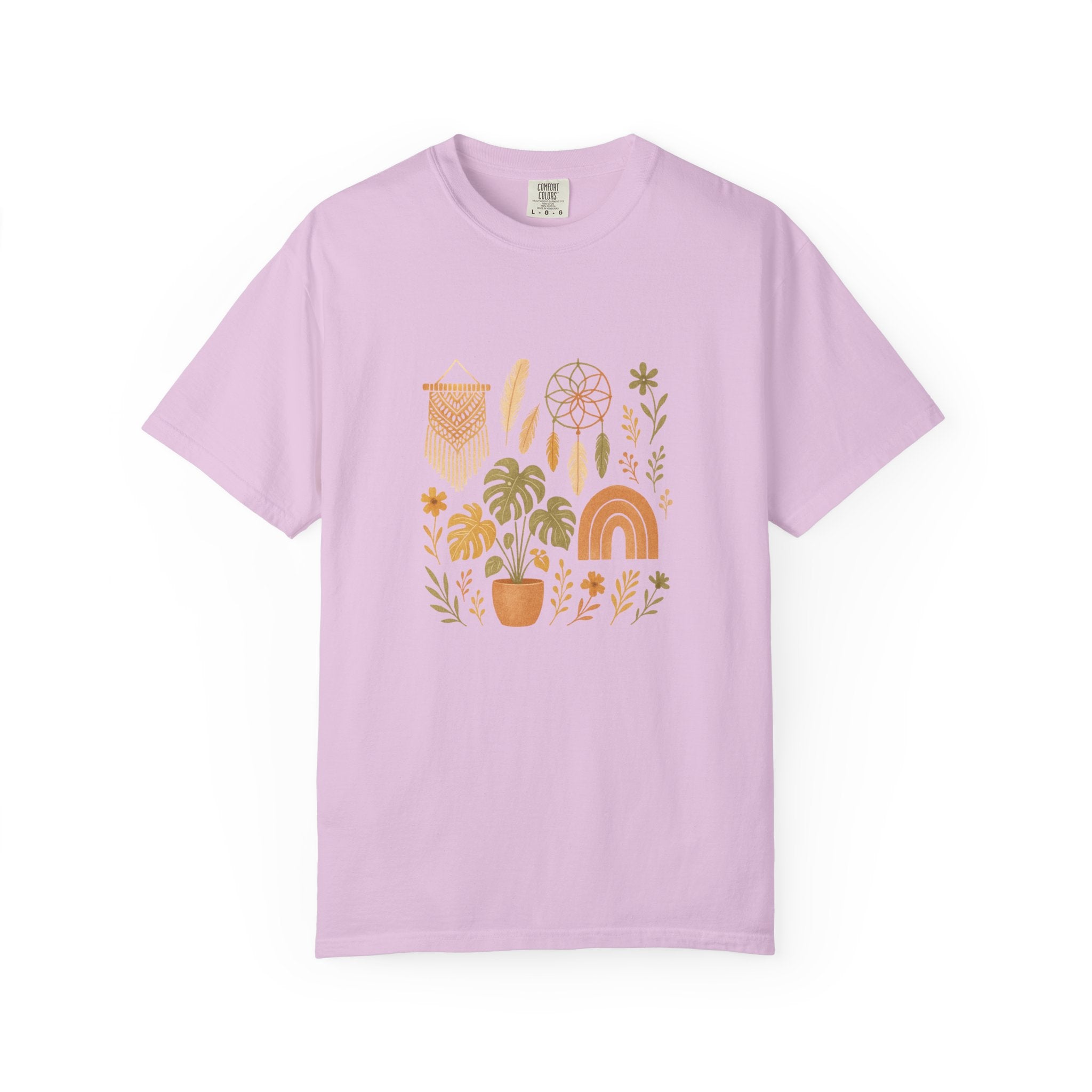 Boho Plants and Dreamcatcher T-Shirt | Rainbow, Monstera, Macrame