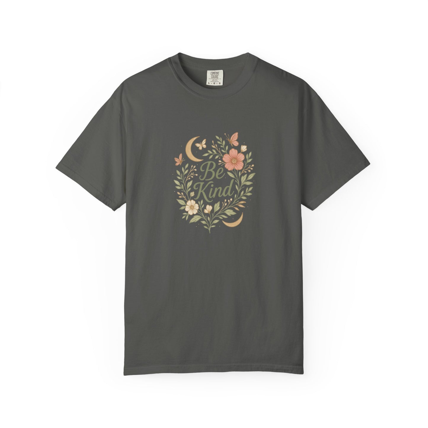 Be Kind Floral Wreath T-Shirt | Positive Quote, Boho Botanical Design