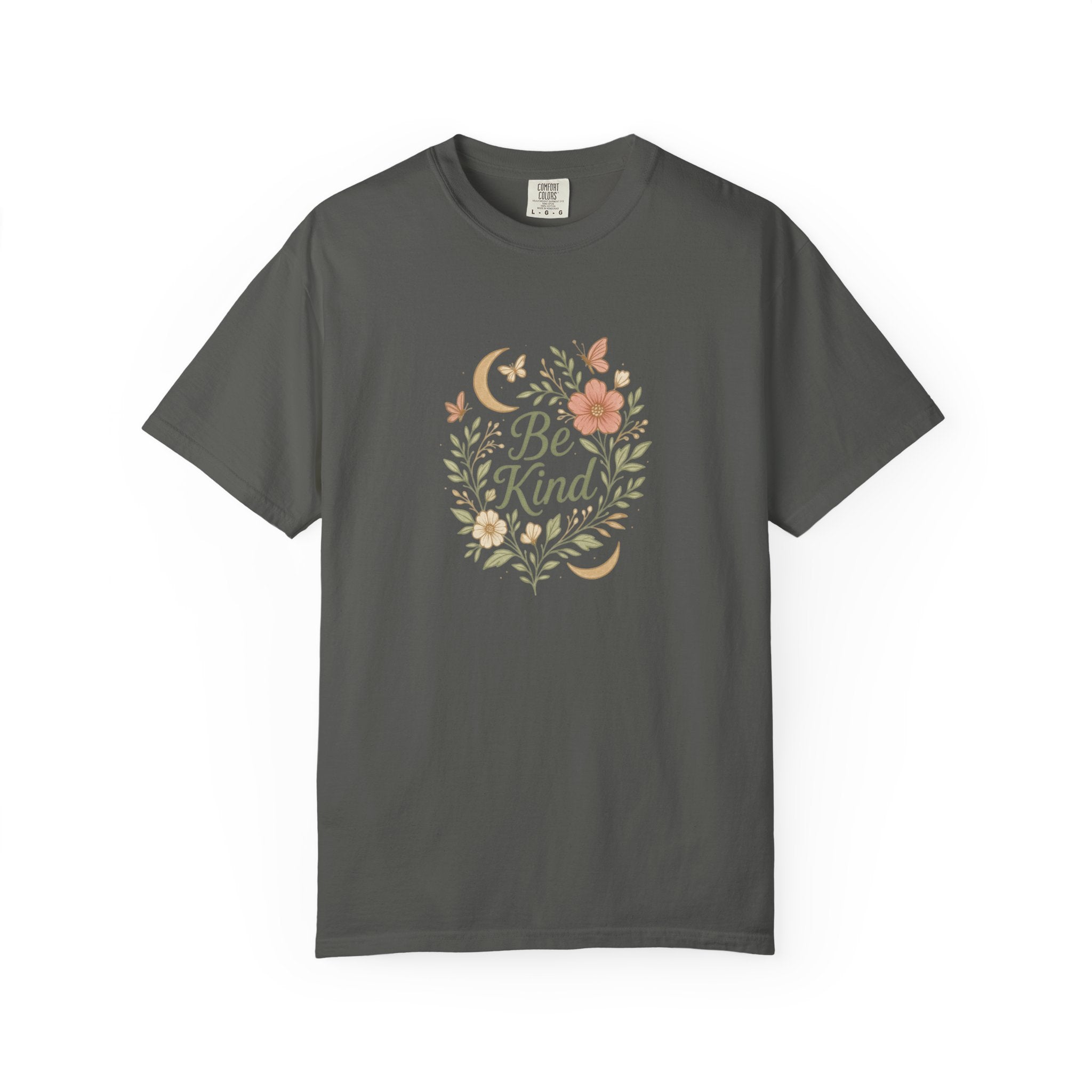 Be Kind Floral Wreath T-Shirt | Positive Quote, Boho Botanical Design