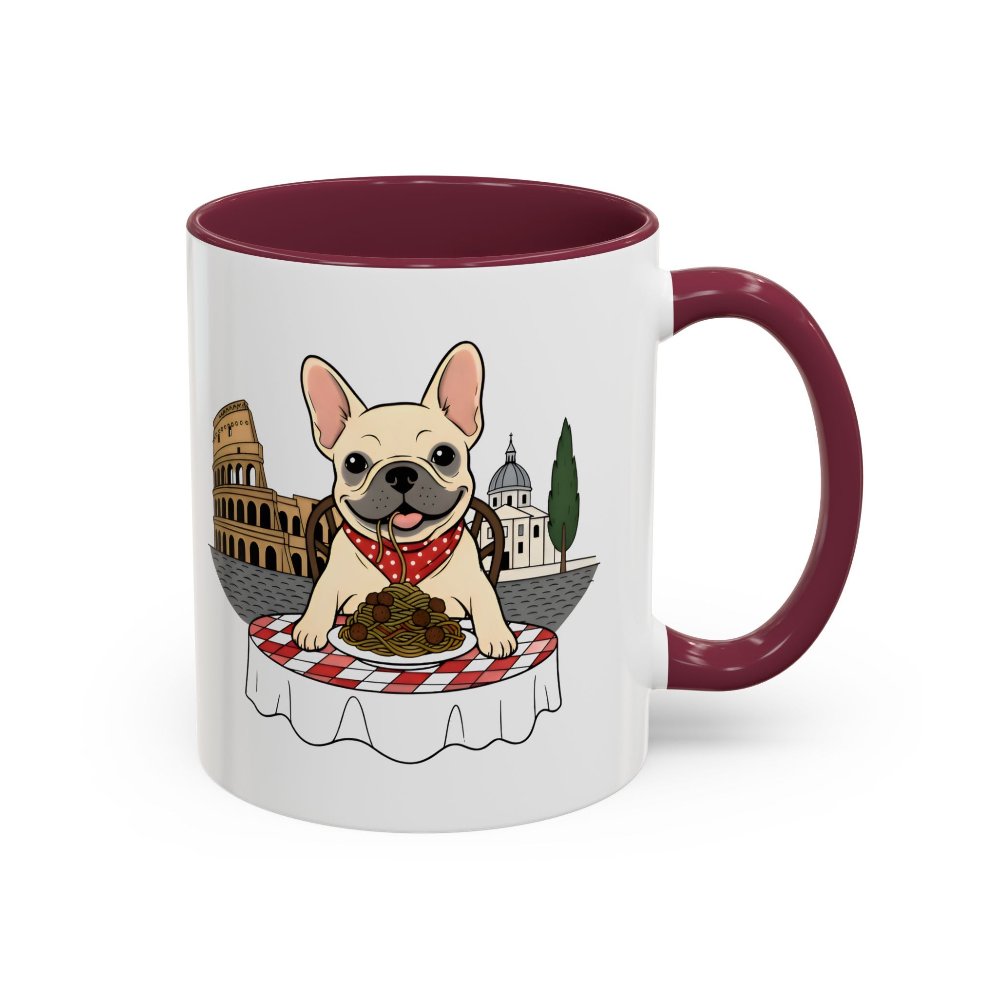French Bulldog Pasta in Rome Mug | Ceramic Coffee Cup