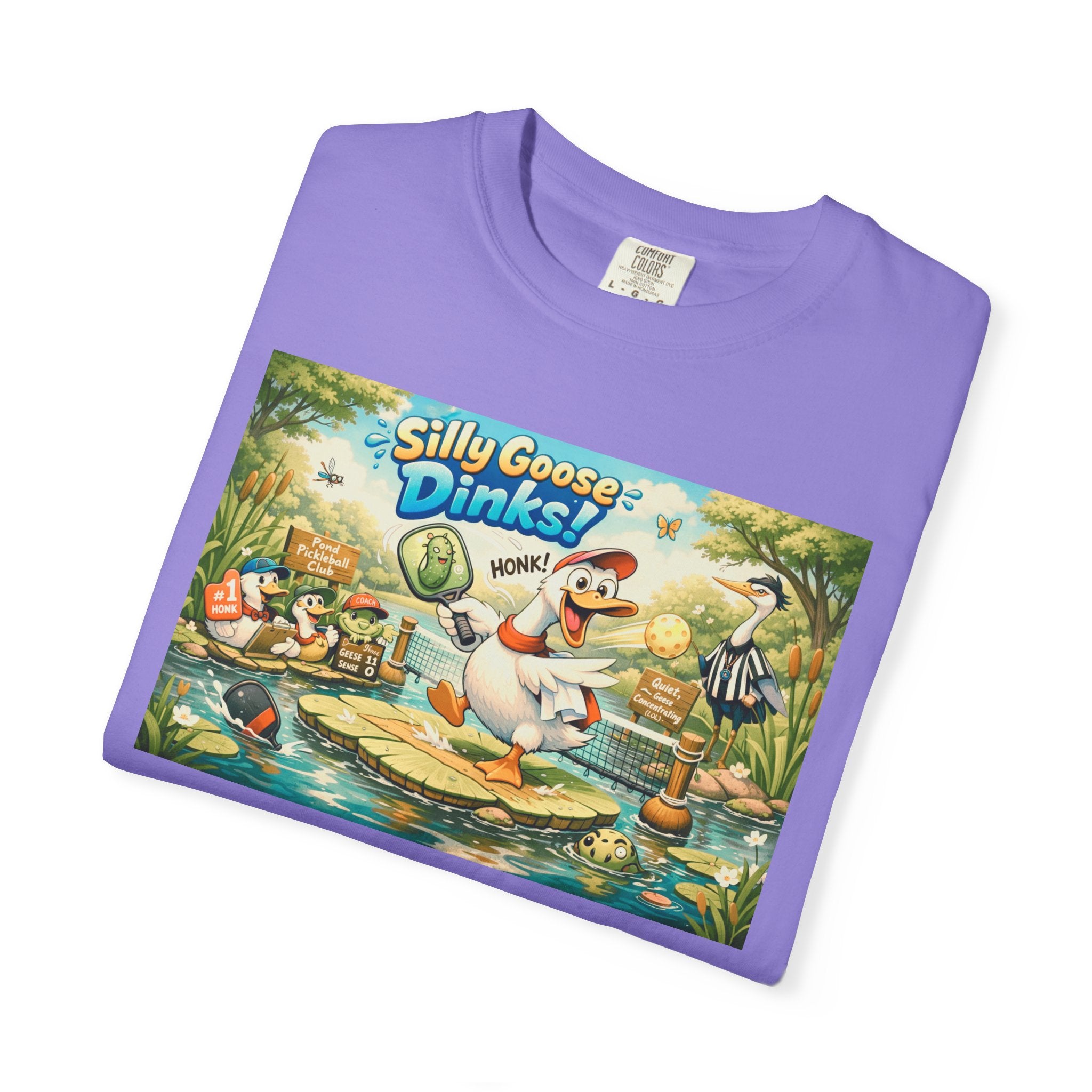 Silly Goose Dinks Cartoon Goose T-Shirt | Vintage Picnic Pond Illustration