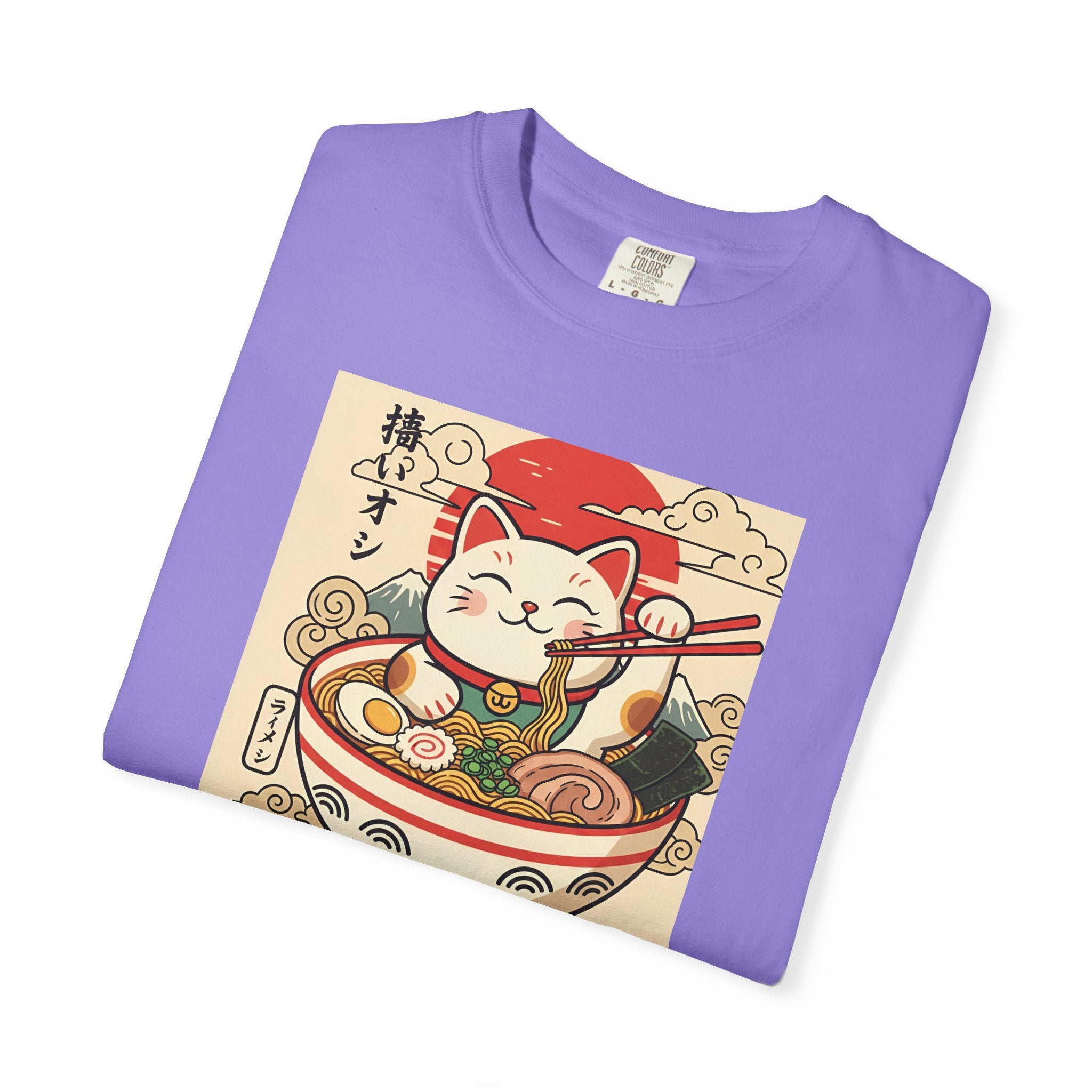 Maneki Neko Ramen Cat T-shirt | Lucky Cat Bowl Graphic Japanese Style