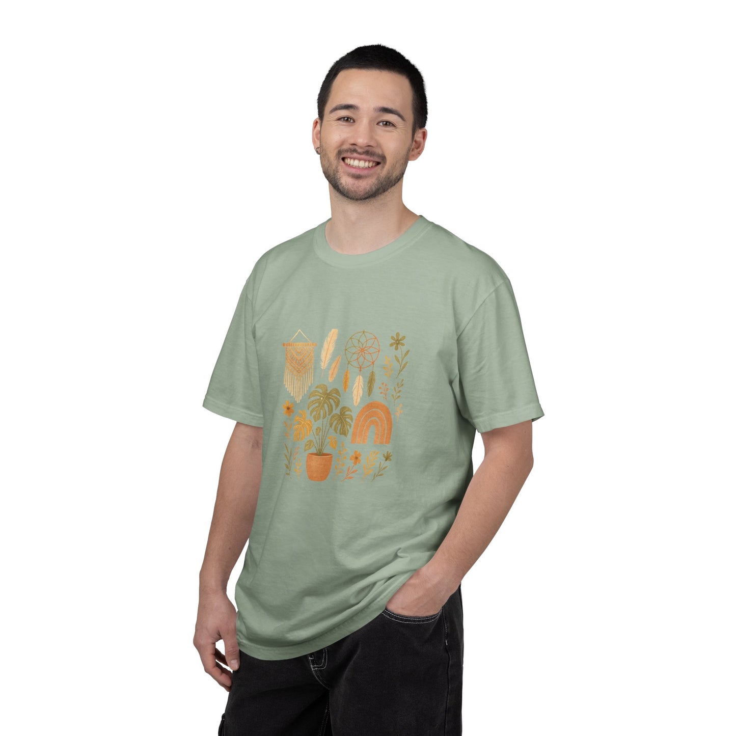 Boho Plants and Dreamcatcher T-Shirt | Rainbow, Monstera, Macrame