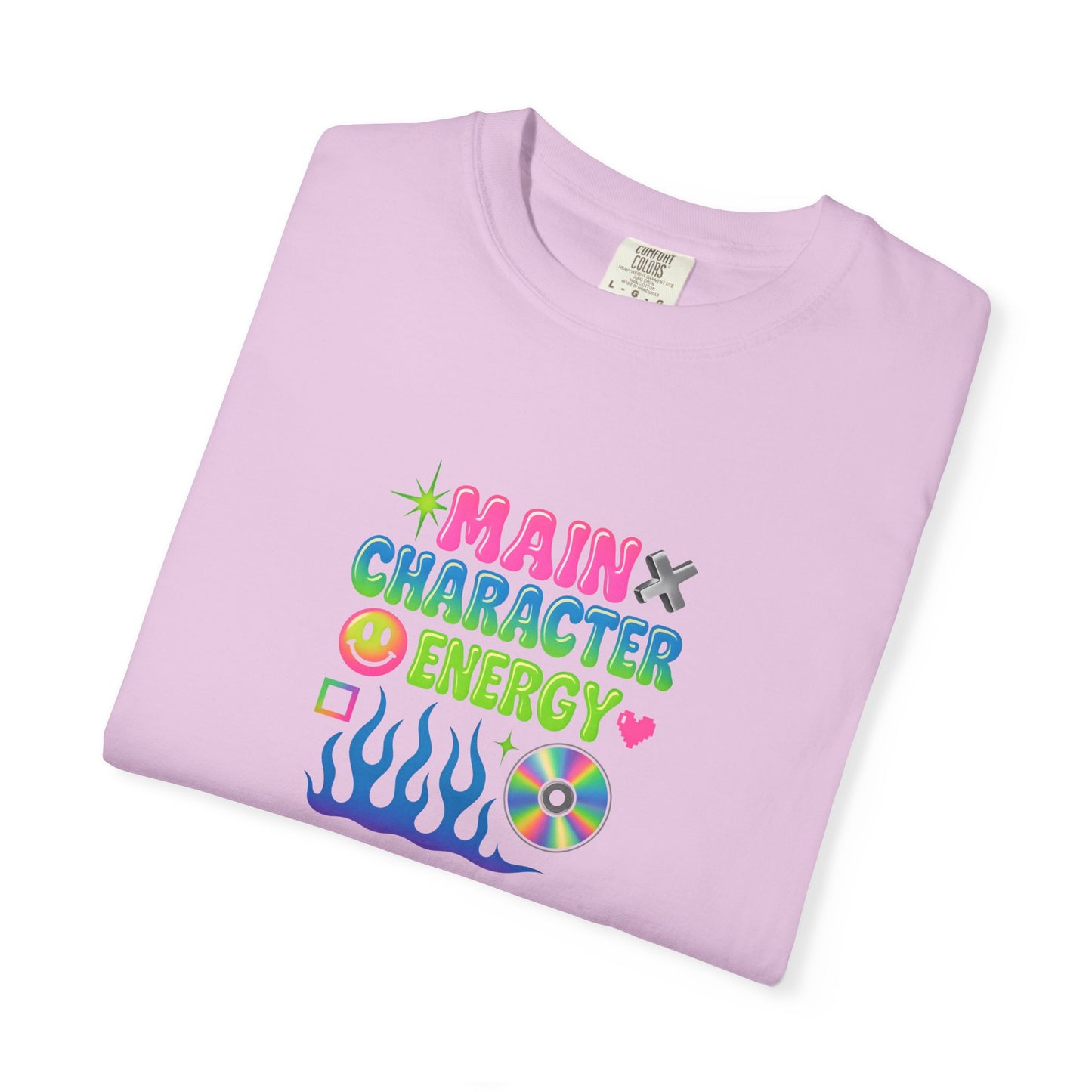 Main Character Energy T-shirt | Colorful Flame, Smiley Icons
