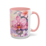 Tropical Orchid Floral Mug | Accent Coffee Mug 11oz 15oz